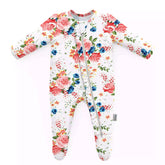 French Floral Footed Jammies by Milk Snob Onesies Milk Snob 